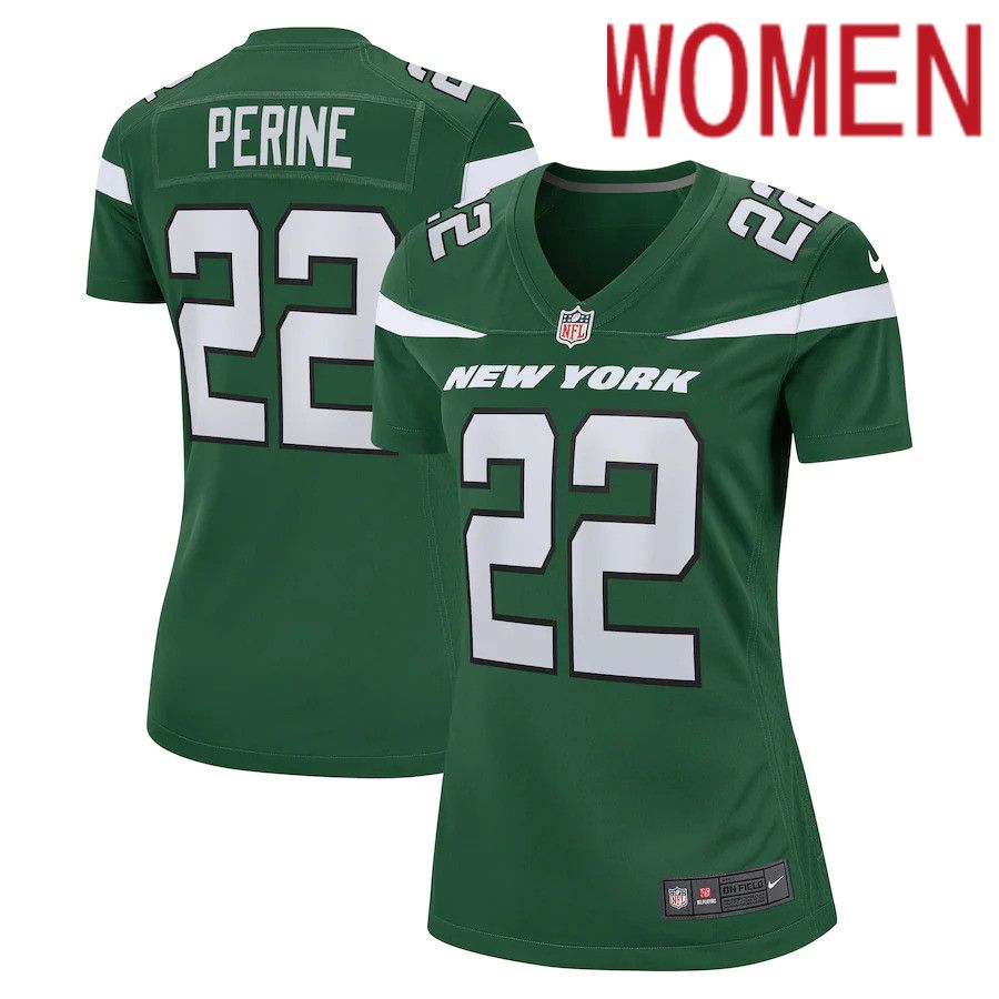 Women New York Jets #22 LaMical Perine Nike Gotham Green Game NFL Jersey